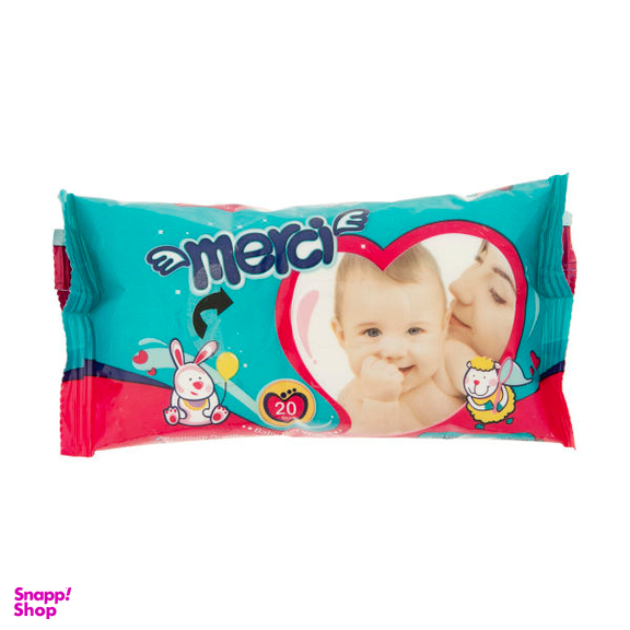 پوشک کودک مرسی (Merci) سایز 2 بسته 48 عددی به همراه دستمال مرطوب