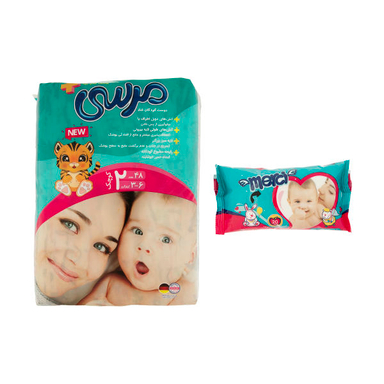پوشک کودک مرسی (Merci) سایز 2 بسته 48 عددی به همراه دستمال مرطوب