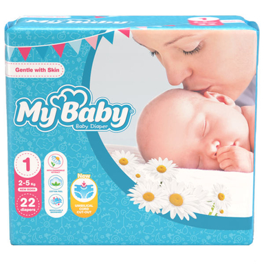 پوشک کودک مای بی بی (My Baby) سری Gentle With Skin سایز 1 بسته 22 عددی