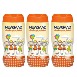 دستمال مرطوب کودک نیوساد (Newsaad) مدل Baby03 مجموعه 3 عددی بسته 64 عددی