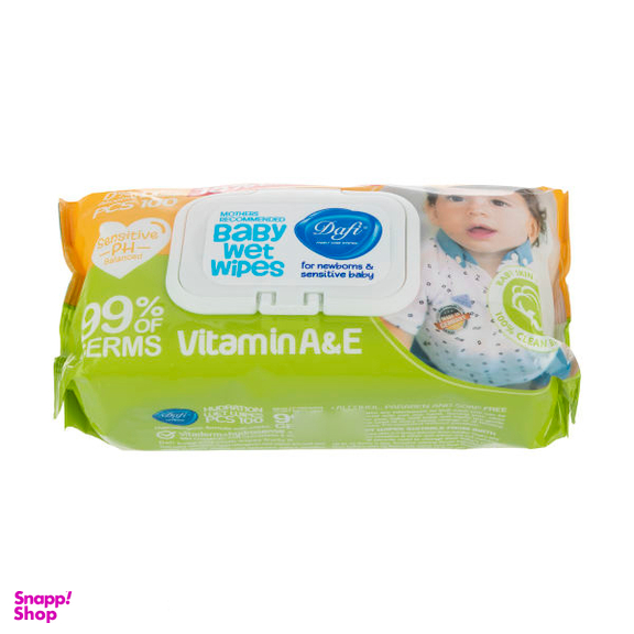 دستمال مرطوب کودک دافی کد 005 بسته 100 عددی