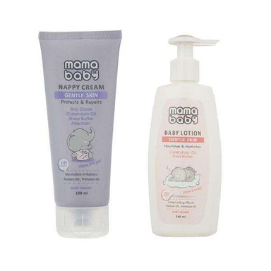 لوسیون کودک ماما بی بی (Mama Baby) مدل Gentle Skin حجم 200 میلی لیتر به همراه کرم سوختگی کودک