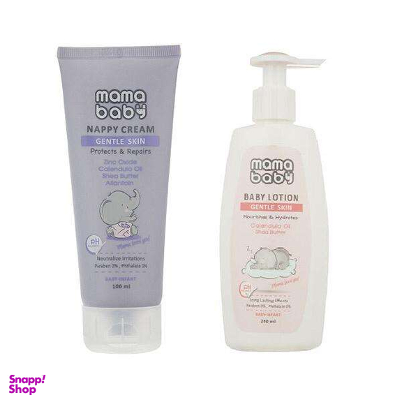 لوسیون کودک ماما بی بی (Mama Baby) مدل Gentle Skin حجم 200 میلی لیتر به همراه کرم سوختگی کودک