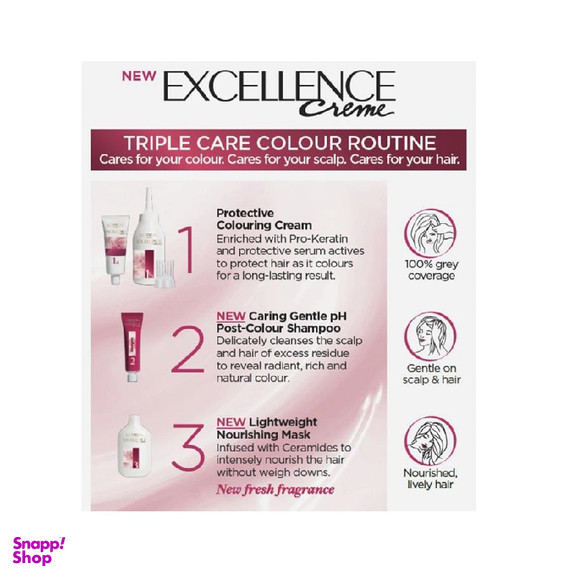 کیت رنگ مو لورآل (Loreal) مدل Excellence شماره 3 رنگ قهوهای تیره حجم 48 میلی لیتر