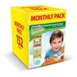 پوشک بیبی لینو (Babylino) مدل Sensitive کد 7 مجموعه 4 عددی بسته 38 عددی
