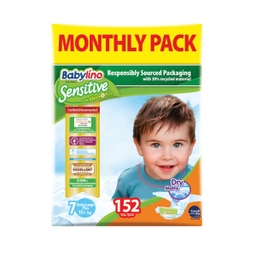 پوشک بیبی لینو (Babylino) مدل Sensitive کد 7 مجموعه 4 عددی بسته 38 عددی