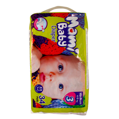 پوشک کودک مامی (Momy) مدل 03 سایز متوسط بسته 34 عددی