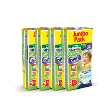 پوشک بیبی لینو (Babylino) کد 4 مجموعه 4 عددی بسته 50 عددی