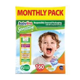 پوشک بیبی لینو (Babylino) مدل Sensitive کد 6 مجموعه 4 عددی بسته 40 عددی