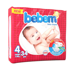 پوشک ببم (Bebem) مدل چسبی سایز 4 مجموعه 4 عددی بسته 34 عددی