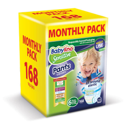 پوشک بیبی لینو (Babylino) کد 6 مجموعه 4 عددی بسته 42 عددی