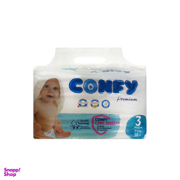 پوشک کودک کانفی (Confy) سایز 3 مدل Premium بسته 38 عددی