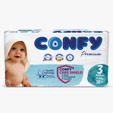 پوشک کودک کانفی (Confy) سایز 3 مدل Premium بسته 38 عددی