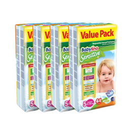پوشک بیبی لینو (Babylino) مدل Sensitive کد 5 مجموعه 4 عددی بسته 44 عددی