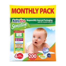 پوشک بیبی لینو (Babylino) مدل Sensitive کد 4 مجموعه 4 عددی بسته 50 عددی
