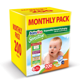 پوشک بیبی لینو (Babylino) مدل Sensitive کد 4 مجموعه 4 عددی بسته 50 عددی