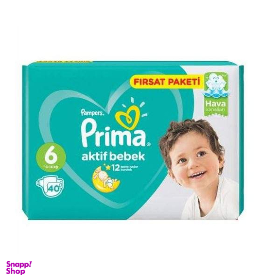 پوشک کودک پریما (Prima) مدل Aktif Bebek سایز 6 بسته 40 عددی