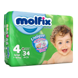 پوشک کودک مولفیکس (Molfix) سایز 4 مجموعه 4 عددی بسته 34 عددی
