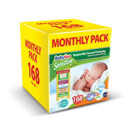 پوشک بیبی لینو (Babylino) مدل Sensitive کد 1 مجموعه 6 عددی بسته 28 عددی
