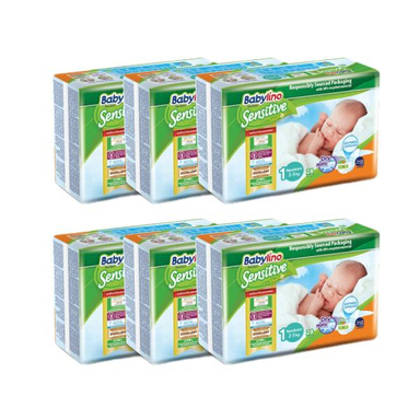 پوشک بیبی لینو (Babylino) مدل Sensitive کد 1 مجموعه 6 عددی بسته 28 عددی