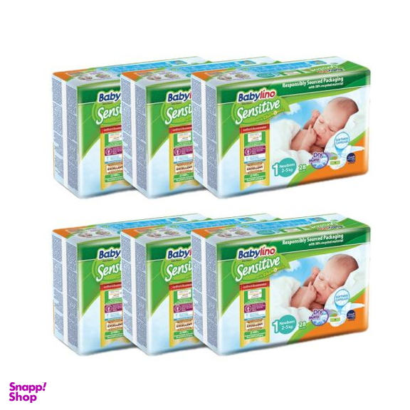 پوشک بیبی لینو (Babylino) مدل Sensitive کد 1 مجموعه 6 عددی بسته 28 عددی