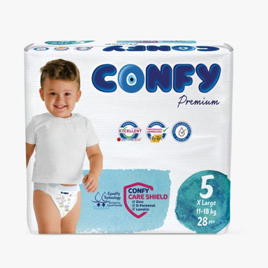 پوشک کودک کانفی (Confy) سایز 5 مدل Premium بسته 28 عددی