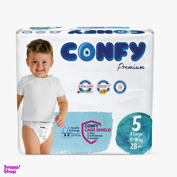 پوشک کودک کانفی (Confy) سایز 5 مدل Premium بسته 28 عددی