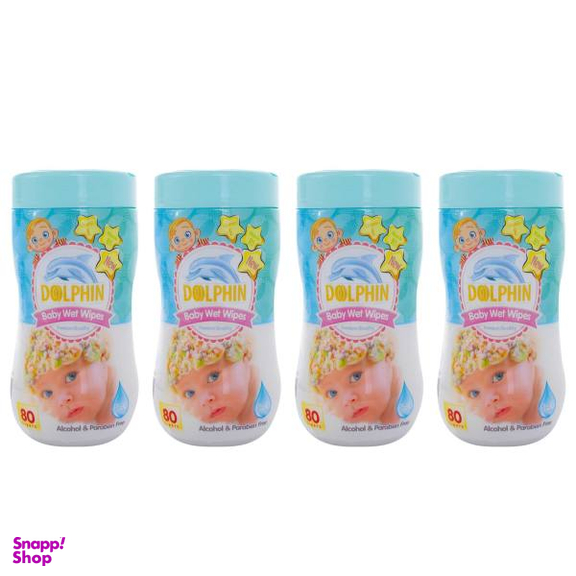 دستمال مرطوب کودک دلفین (Dolphin) مدل Premium مجموعه 4 عددی