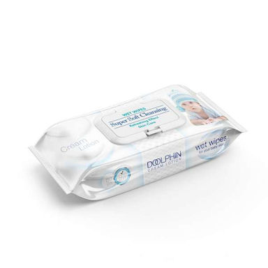 دستمال مرطوب کودک دلفین (Dolphin) مدل Gift بسته 60 عددی