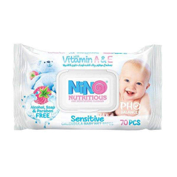 دستمال مرطوب کودک نینو (Nino) مدل Sensitive بسته 70 عددی به همراه دستمال مرطوب مدل عصاره کالاندولا بسته 50 عددی