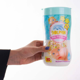 دستمال مرطوب کودک دلفین (Dolphin) مدل Premium مجموعه 2 عددی