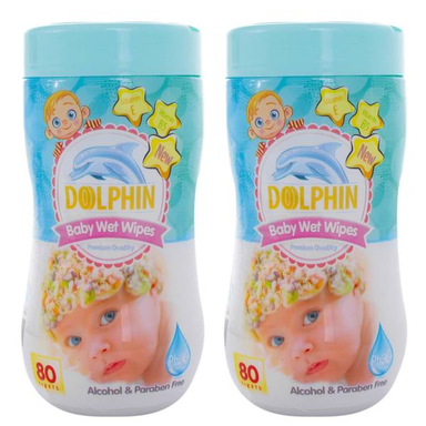 دستمال مرطوب کودک دلفین (Dolphin) مدل Premium مجموعه 2 عددی
