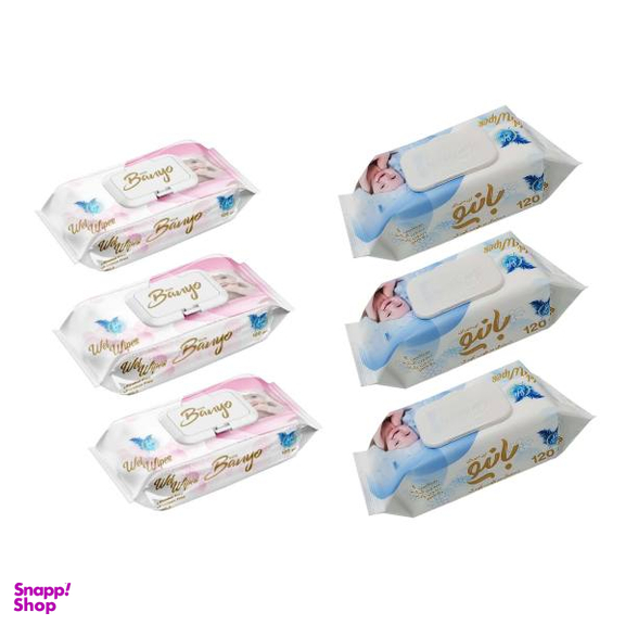 دستمال مرطوب کودک بانیو (Banyo) مدل 120 مجموعه 6 عددی