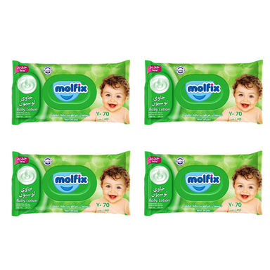 دستمال مرطوب کودک مولفیکس (Molfix) مدل Lotion مجموعه 4 عددی