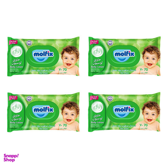 دستمال مرطوب کودک مولفیکس (Molfix) مدل Lotion مجموعه 4 عددی