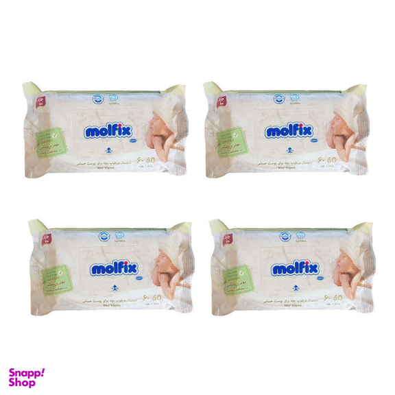 دستمال مرطوب کودک مولفیکس (Molfix) مدل Wet Wipe مجموعه 4 عددی