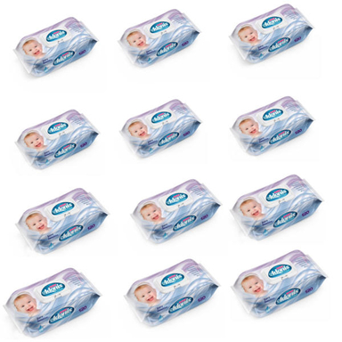 دستمال مرطوب کودک آدونیس (Adonis) مدل Economy بسته 120 عددی مجموعه 12 عددی