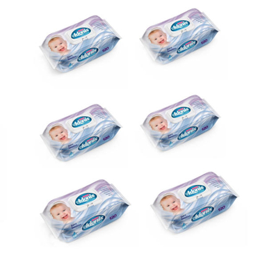 دستمال مرطوب کودک آدونیس (Adonis) مدل Economy بسته 120 عددی مجموعه 6 عددی