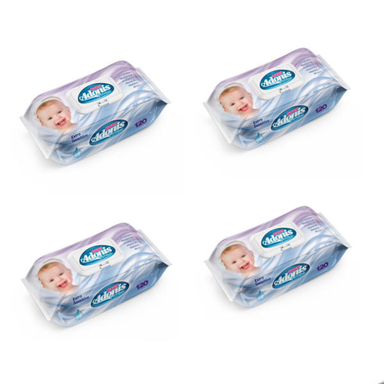 دستمال مرطوب کودک آدونیس (Adonis) مدل Ec22 بسته 120 عددی مجموعه 4 عددی
