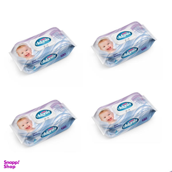 دستمال مرطوب کودک آدونیس (Adonis) مدل Ec22 بسته 120 عددی مجموعه 4 عددی
