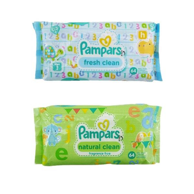 دستمال مرطوب کودک پمپرز (Pampers) مدل Natural Clean And Fresh Clean مجموعه 2 عددی