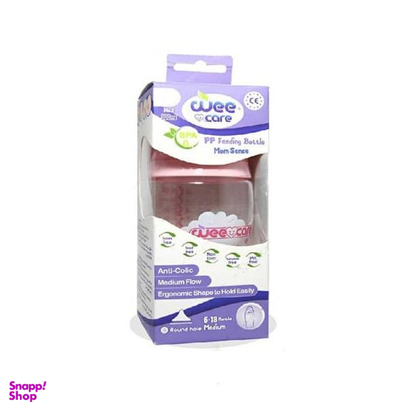 بطری دهانه استاندارد وی کر (wee care) مدل پروپیلن کد B323 حجم 180 میلی لیتری