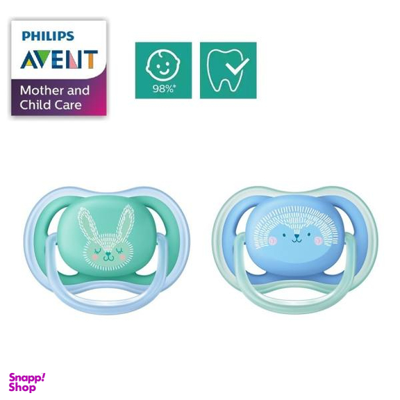 پستانک ارتودنسی اونت (Avent) مدل الترا ایر خرگوش و جوجه تیغی 344/23 بسته 2 عددی