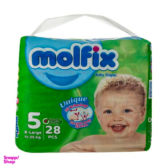 پوشک کودک مولفیکس سایز 5 بسته 28 عددی