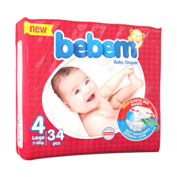 پوشک کودک ببم (Bebem) مدل چسبی سایز 4 بسته 34 عددی