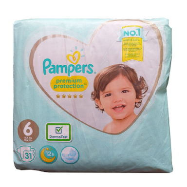 پوشک کودک پمپرز (Pampers) مدل Premium Protection چسبی سایز 6 بسته 31 عددی