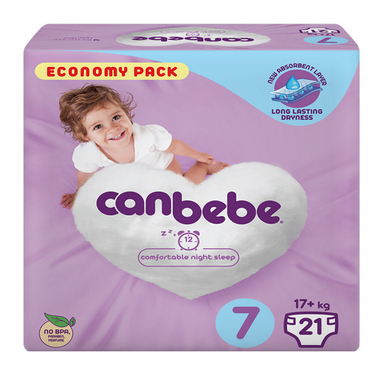 پوشک کودک جان به به (Canbebe) سایز 7 مدل Economy بسته 21 عددی