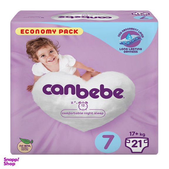 پوشک کودک جان به به (Canbebe) سایز 7 مدل Economy بسته 21 عددی