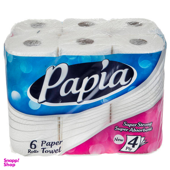 دستمال حوله ای کاغذی پاپیا (Papia) مدل Super Strong بسته 6 عددی
