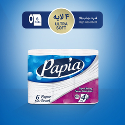 دستمال حوله ای کاغذی پاپیا (Papia) مدل Super Strong بسته 6 عددی